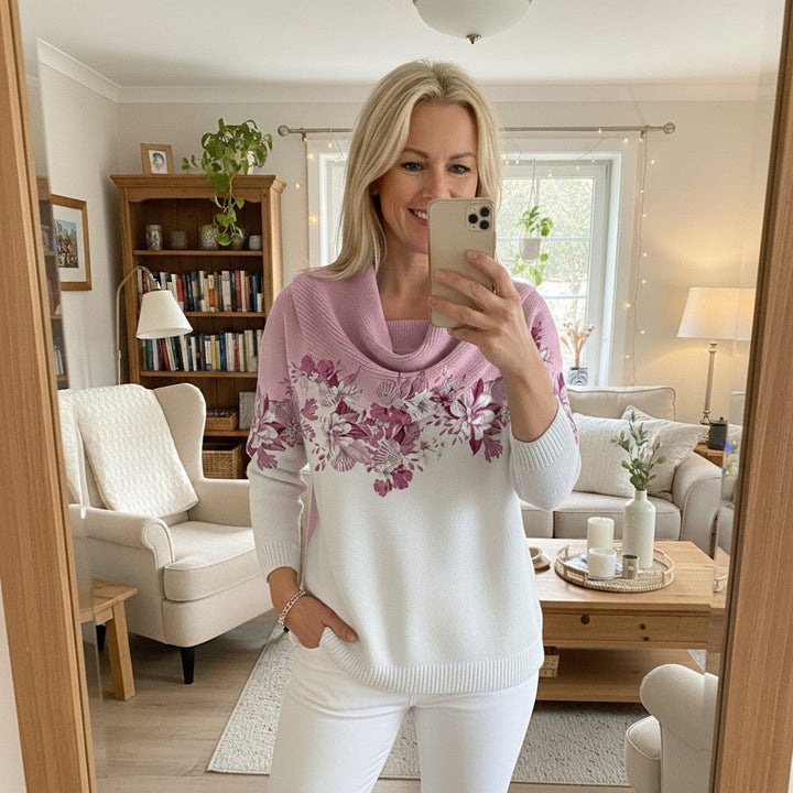 Alora Floral Sweater with Soft Neckline