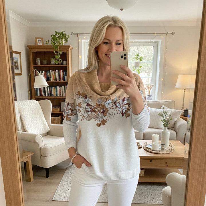 Alora Floral Sweater with Soft Neckline