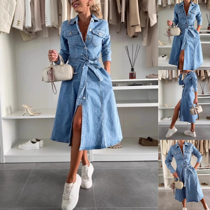 Emily | Long Sleeve Maxi Denim Dress
