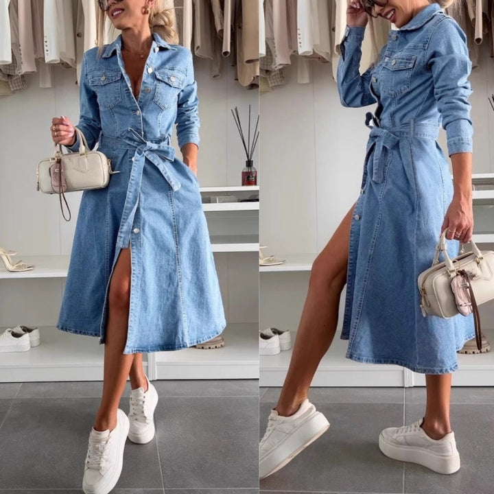 Emily | Long Sleeve Maxi Denim Dress