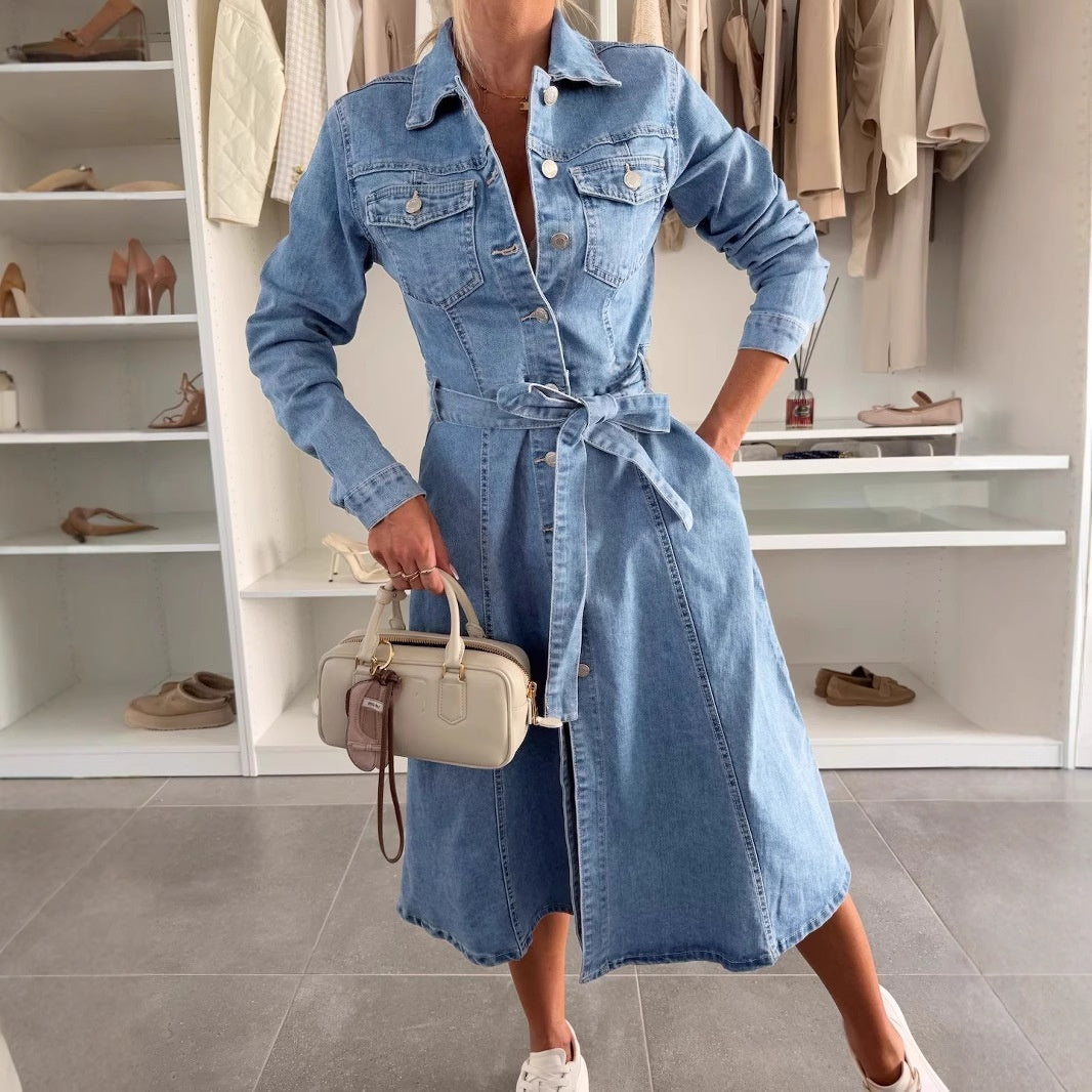 Emily | Long Sleeve Maxi Denim Dress